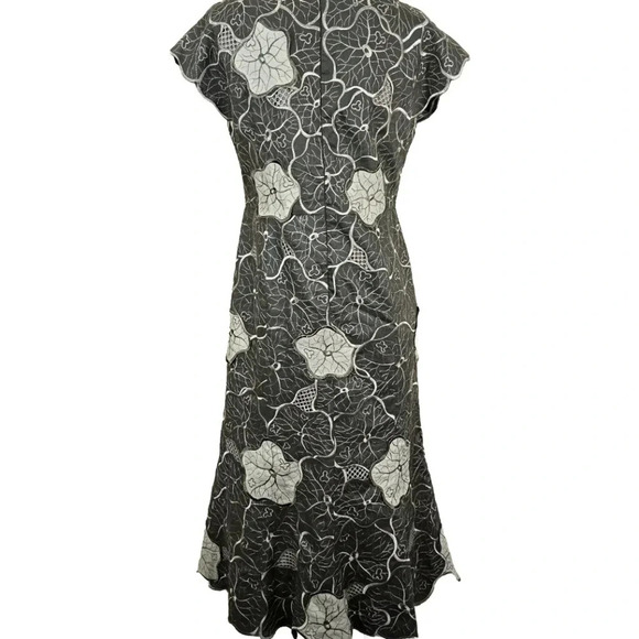 JSong Collection 8 100% Linen‎ Dress Maxi Embroidered Applique Fit And Flare Vtg - Picture 2 of 10